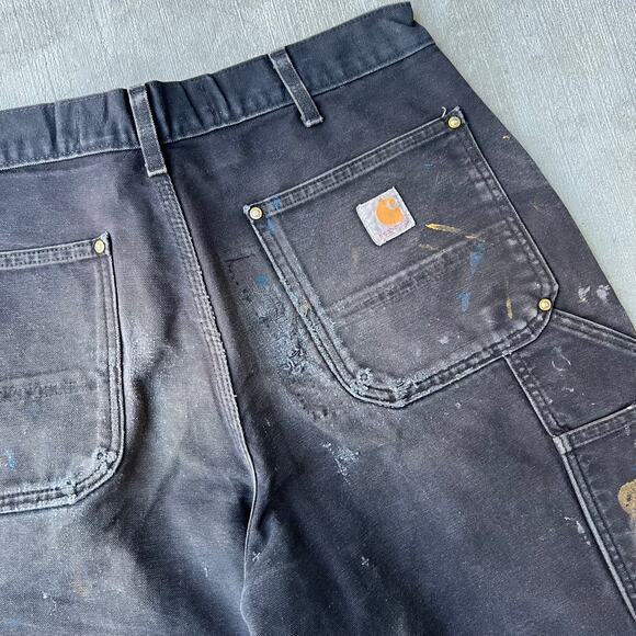Vintage Y2K Carhartt faded black double knee work wear carpenter pants - Picture 10 of 10